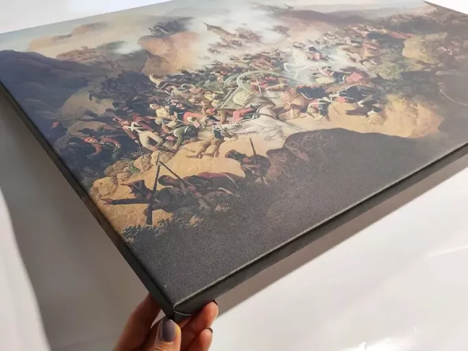 Battle of Somosierrą reproduction by January Suchodolski - a dynamic scene of battle in graphic form.