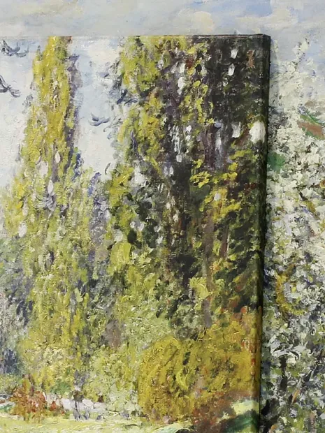 Reproduction of Landscape The Parc Monceau by Claude Monet. The image depicts greenery of trees and shrubs in the park.