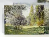 Reproduction of Landscape The Parc Monceau by Claude Monet - Living room setup with bright walls and natural light.