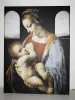 Reproduction of Madonna Litta by Leonardo Da Vinci. The image shows Madonna holding a child with windows in the background.