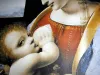 Reproduction of Madonna Litta by Leonardo Da Vinci - Graphic design featuring a close-up of a mother and child, facial details.