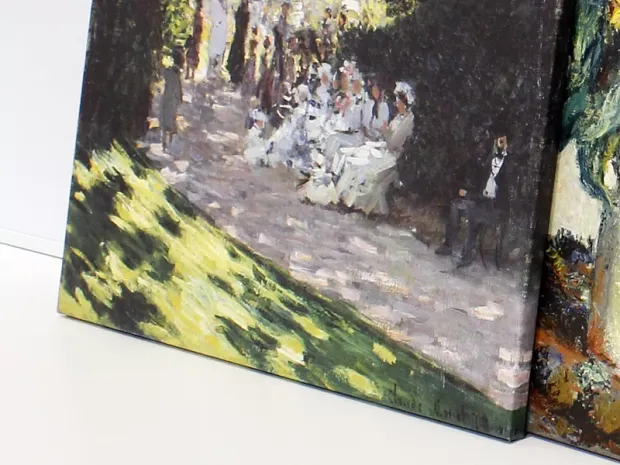 Reproduction of The Parc Monceau by Claude Monet. The composition depicts people on a path in a green park.