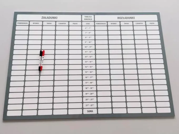 Lean 118 dry-erase board - Rectangular board with a grid for data entry.