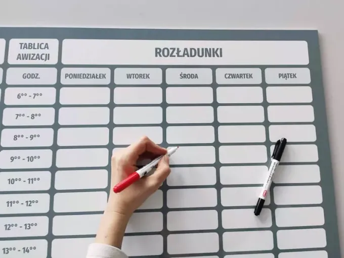 Lean 118 dry-erase notice board - Graphic design with a simple grid for columns and rows, space for notes.