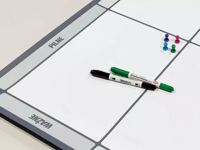 Eisenhower matrix dry-erase magnetic board 128 - Graphic design. Simple matrix divided into four sections.