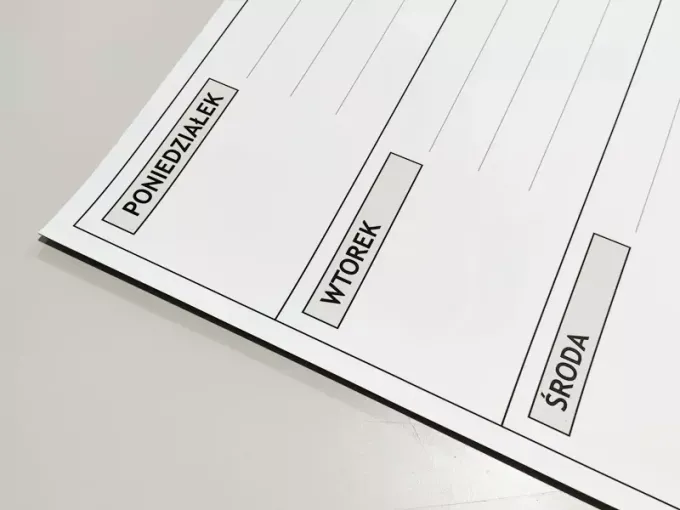Weekly lean planner dry-erase magnetic board 017 - Graphic design. Simple layout with days of the week.