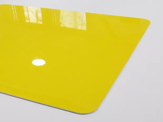 Magnetic dry-erase board, rectangular with rounded corners, 065 - Graphic design. Yellow surface.