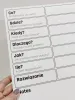Lean 134 dry-erase problem-solving board with graphic design. Rectangular fields with black questions.