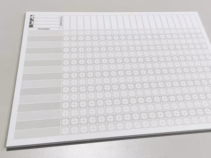 Dry-erase board lean Competence Matrix 136 - Graphic design. Grid with circles and rectangles in a regular layout.