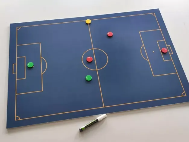 magnetic whiteboard with print, 90x60cm size (tactical football field design 322)