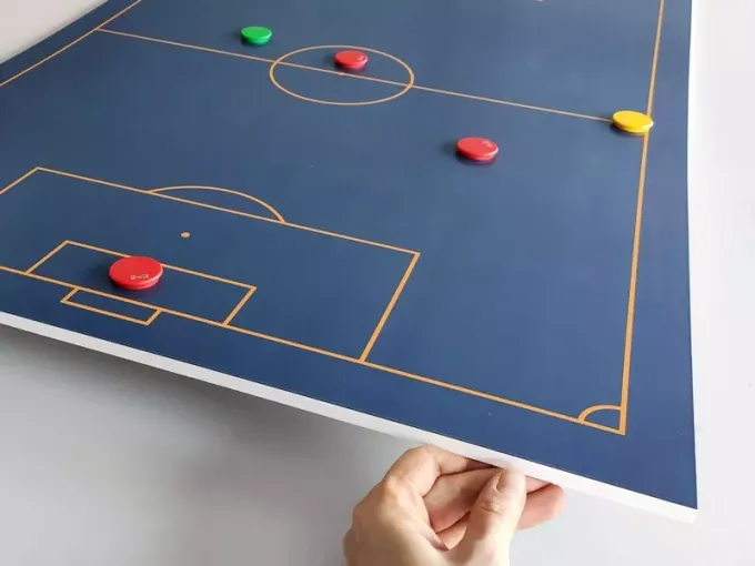 magnetic whiteboard with a tactical football field print, size 90x60cm