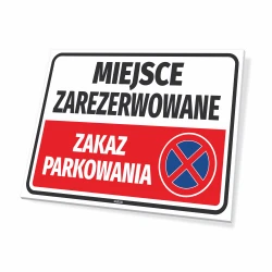 Reserved parking sign - graphic design. Simple rectangle with white background, red and black accents.