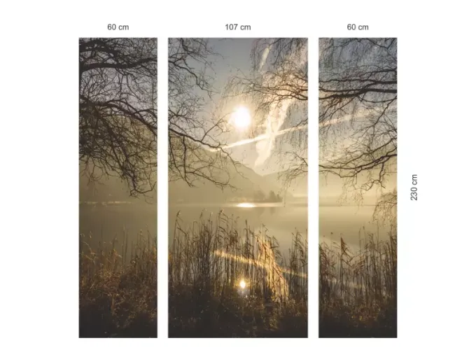Custom laminated latex wallpaper 230x230cm - Graphic design featuring a misty landscape.