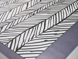 Self-adhesive black and white wallpaper, laminated matte finish, size 125x215 cm - Graphic pattern with lines.