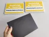 Custom printed magnet on 2mm PVC backing, measuring 20x14.3 cm - Graphic design with black text on a yellow background.