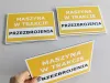 Custom printed magnet on 2mm PVC base, 20x14.3 cm - Graphic design. Yellow background with white text.