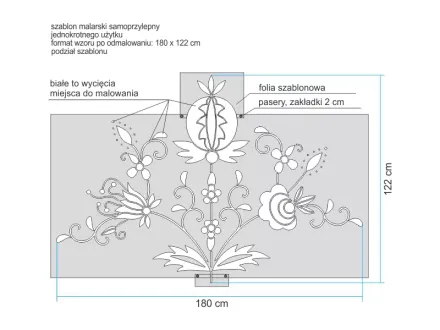 Indywidualny szablon malarski samoprzylepny jednorazowy w rozmiarze 192x130cm