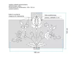 Self-adhesive disposable painting template, 192x130cm, featuring a floral graphic design.