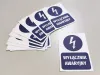 Emergency Switch Sticker N230 - Graphic design. White background with blue lightning symbol and text.