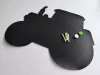 Chalkboard magnetic board for kids, tractor design with cut-out details and crayons.