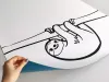 Dry-erase magnetic board for kids featuring a sloth design. Black illustration on a white background.