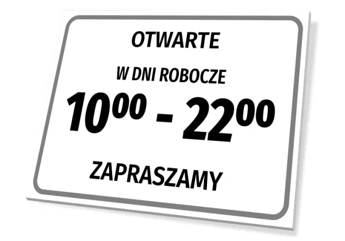 Open Hours Sign - Graphic Design. Simple rectangular sign with large letters.