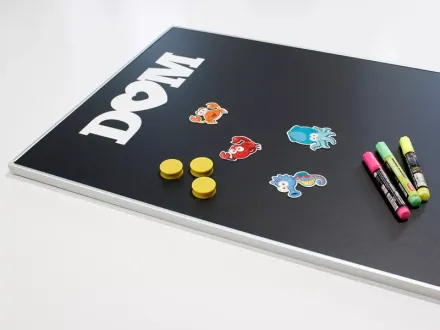 Individual Chalkboard, Magnetic With An Overprint In An Aluminium Frame In Size 50X110 Cm Together With A Project Execution