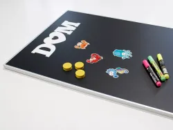 Magnetic chalkboard with a printed design in an aluminum frame, size 55x110 cm (dimensions without frame).