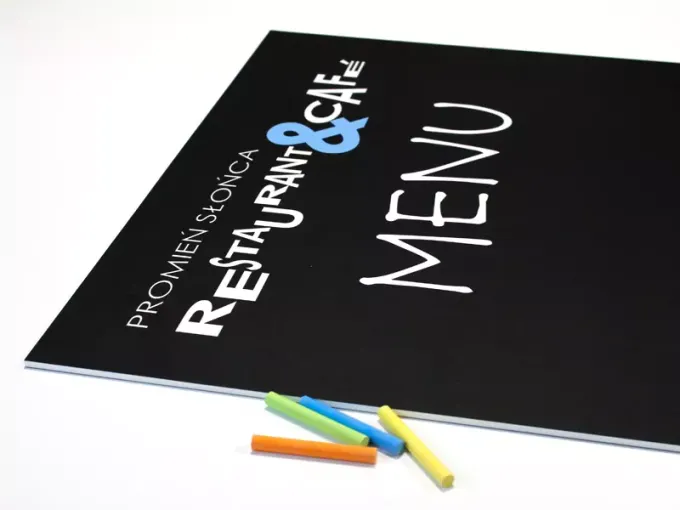 Custom chalkboard with printed design on 5mm PVC, measuring 60x90 cm, including project creation - Pattern.