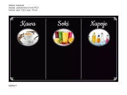 Personalized chalkboard with a 5mm PVC backing, measuring 124x75 cm - Graphic design. Three round frames.
