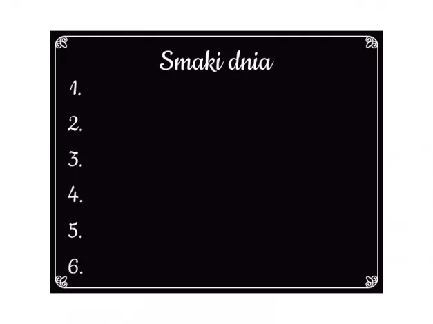 Individual chalkboard with a 5mm PVC backing, 75x95 cm - Graphic design. Black background with white elements.