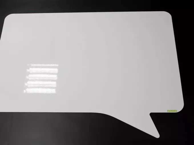 Magnetic white dry-erase board with smoke pattern 048, reinforced PVC backing, 180x120cm size.