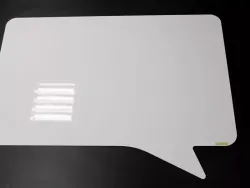 Magnetic white dry-erase board with smoke pattern 048, reinforced PVC backing, 180x120cm size.