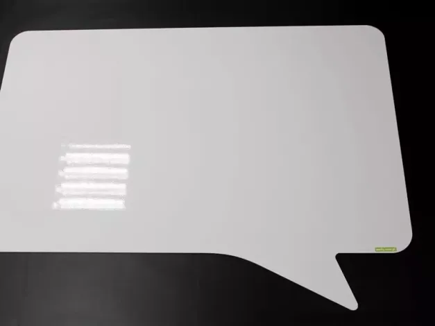 Magnetic white dry-erase board with smoke pattern 048, reinforced PVC backing, 180x120cm size.