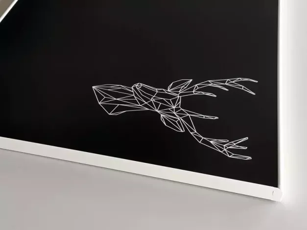 Magnetic black dry-erase board with deer pattern 456 MAT in a white aluminum frame, size unspecified.