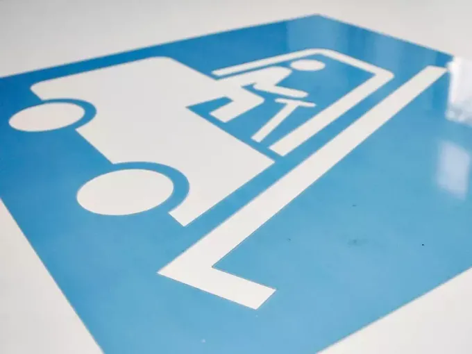 Reusable 1mm thick painting stencil made of PET material featuring a graphic design of a vehicle.