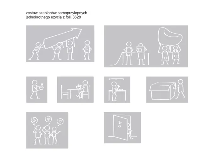 Individual set of disposable adhesive painting templates - size details in product description - Pattern.