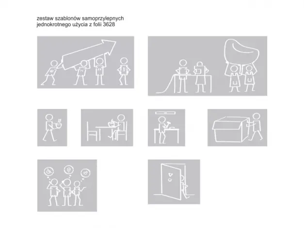 Individual set of disposable adhesive painting templates - size details in product description - Pattern.