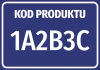 Product label with number and code - Graphic design. Simple rectangular shape with large white digits.