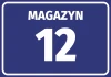 Warehouse sticker with number and letter designation - Graphic design. Rectangle with blue background and large white text.