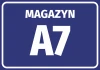 Warehouse sticker with number and letter designation - Simple rectangular shape with white text.