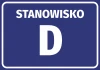 Position sticker with number and letter - Graphic design. Simple rectangular shape with white text on a blue background.