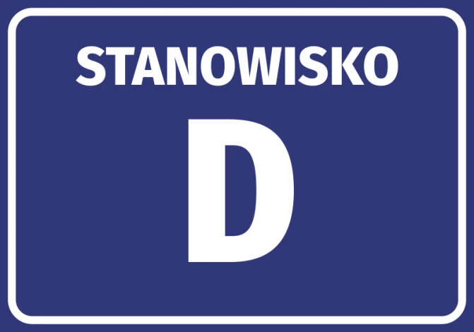 Position sticker with number and letter - Graphic design. Simple rectangular shape with white text on a blue background.