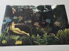 Reproduction of Il sogno by Henri Rousseau. A woman in a garden, surrounded by plants and animals.