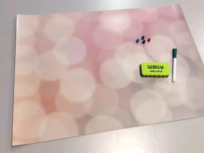 Magnetic whiteboard abstraction 196 - Graphic design with a pink background and blurred circles.