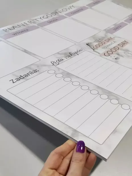 Weekly planner dry-erase magnetic board 414 - Graphic design with a simple composition of rectangles and lines.