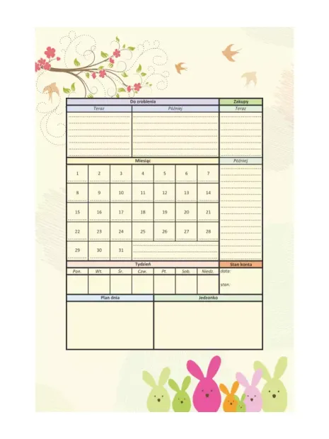 Self-adhesive whiteboard with bunny print, modified design, size 47x70cm - Graphic pattern.