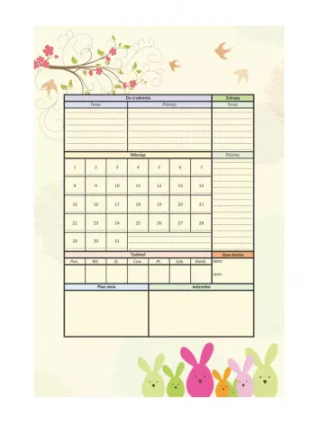 Self-adhesive whiteboard with bunny print, modified design, size 47x70cm - Graphic pattern.