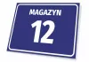 Warehouse sign with number and letter designation - graphic design. Rectangular blue sign.