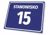 Position sign with number and letter - Graphic design. Rectangular sign with blue background and white text.